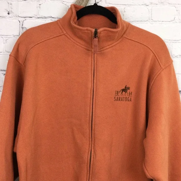 Artisans 1864 Saratoga Orange Mock Collar Long Sleeve Zippered Fleece Men's M - Picture 2 of 14